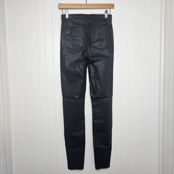 rag & bone Vegan Leather Pants Size XS Pull On Edgy Classic Zip Ankle Timeless - Picture 3 of 8